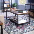 thumbnail image 2 of Linon Austin Rustic Coffee Table with Wood Shelves and Metal Frame in Black, 2 of 13