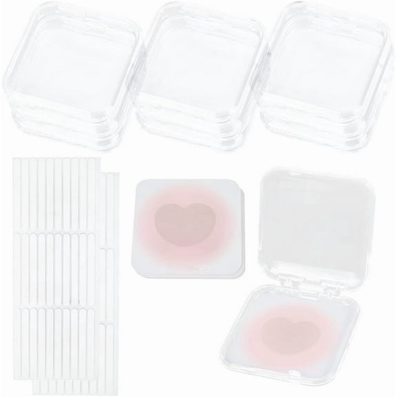 9Pcs 7.75 x 7.5cm Press on Nail Storage Box Clear Pink White Nail Packaging Boxes with 30Pcs Double Sided Stickers 9Pcs Display Cards