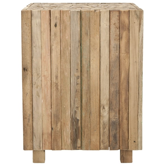 SAFAVIEH Richmond Rustic Wood Block Square End Table, Medium Oak