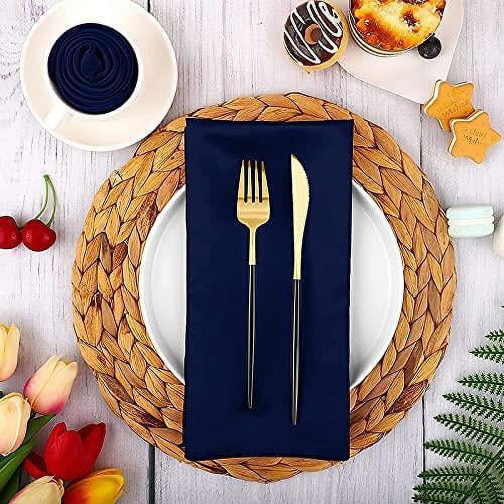 Arkwright Cloth Napkins, Large 20x20, 300 Bulk Case, Solid Polyester Dinner  Napkins with Hemmed Edges, Navy Blue 