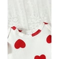 thumbnail image 6 of Bslissey Baby Girls Valentine's Day Footless Jumpsuit Heart Print Long Sleeve Ruffles Romper with Headband Infant Toddler Sweet Casual Outfit 0-24 Months, 6 of 9