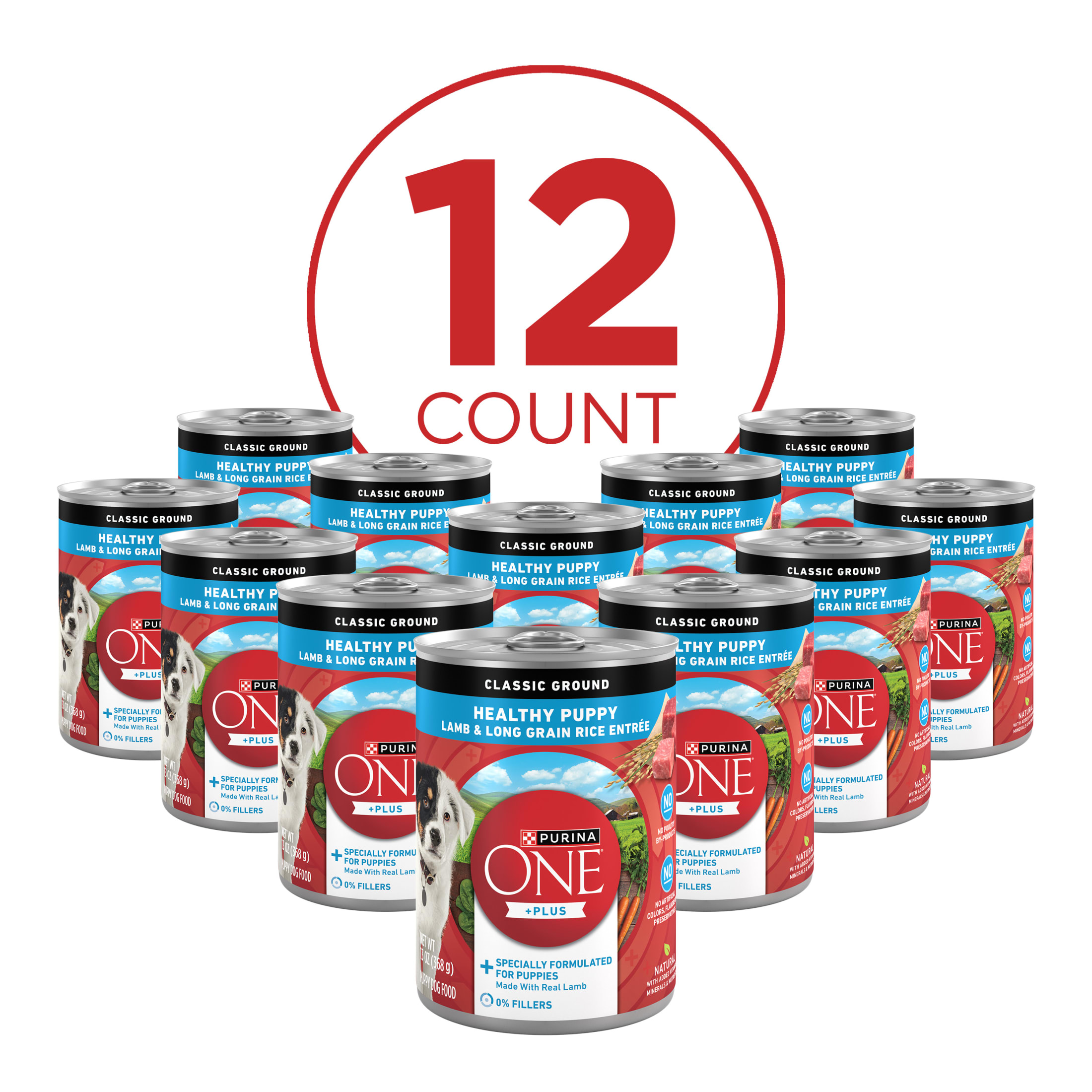Purina ONE Plus Puppy Lamb & Rice Wet Dog Food, 12 Cans photo 2