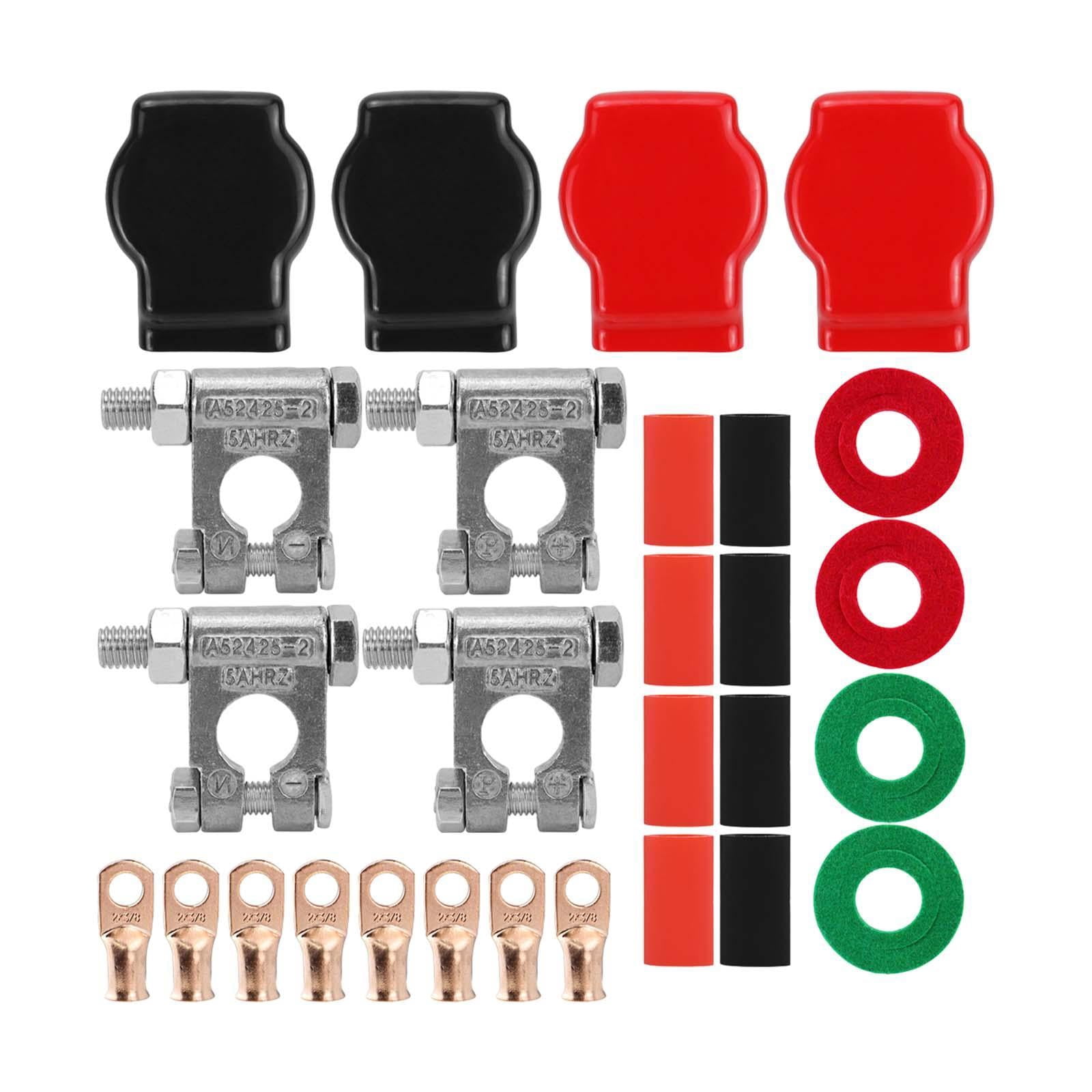 Wzmzjy Terminal Connector Kit 3/8" Copper Lugs with Cover Washers Heatshrink Heavy Duty
