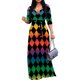 thumbnail image 1 of Vestido largo PinkPatty con cuello en V degradado y mangas 3/4 para mujer, 1 of 6