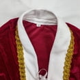 thumbnail image 5 of Virmaxy Halloween Costume Men's Velvet Costume Cloak Red Royal Cape with White Panel Gold Trim for Halloween Medieval Cosplay Dress Up Wine, 5 of 8