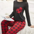 thumbnail image 4 of qolati Pajamas Sets for Women 2 Piece Comfy Pullover T-Shirts with Plaid Lounge Pants Sweatsuits Soft Long Sleeve Sleepwear Pjs Nightwear Outfits, 4 of 7