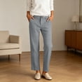 thumbnail image 2 of RUTAYY Women's Pants Casual Straight Leg Elastic Waist Bottoms Fashion Solid Color Slim Fit Comfortable Stretch with Pockets Vacation Travel Trousers, 2 of 5