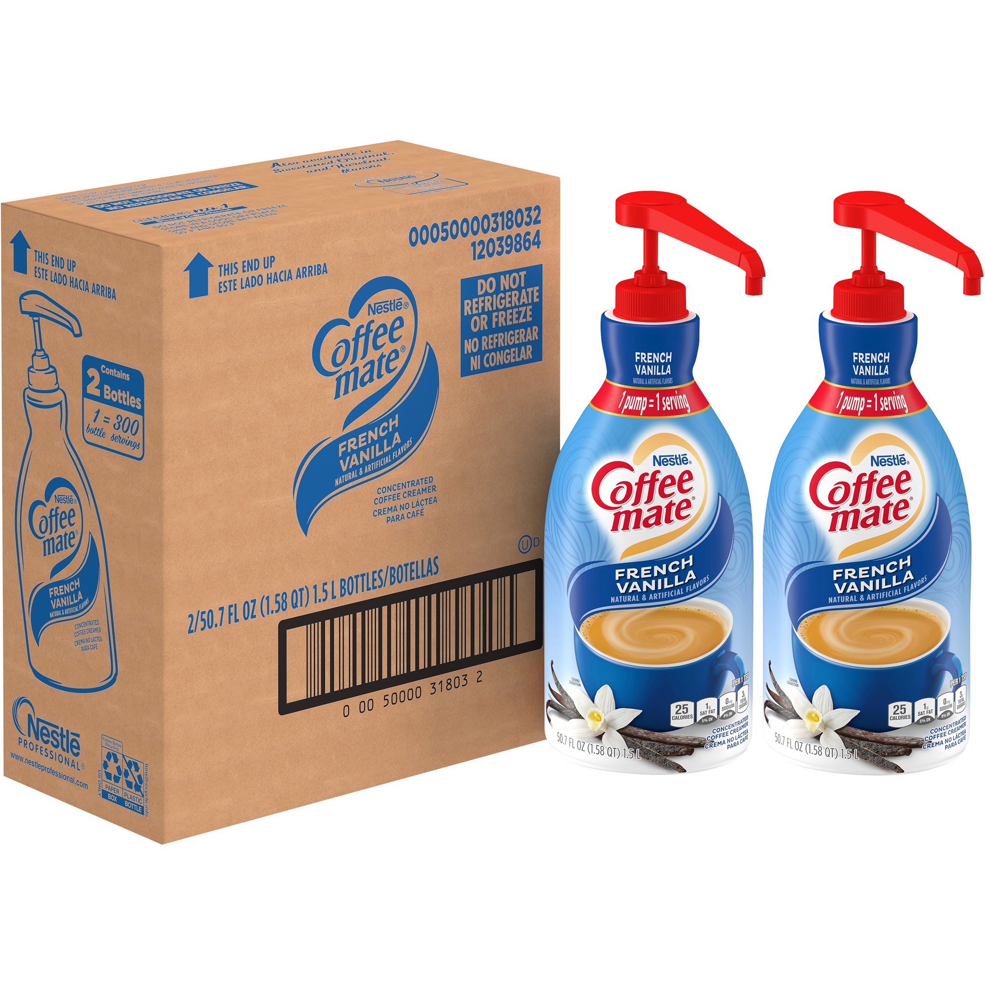 Coffee mate Coffee Creamer French Vanilla 1.5L Liquid Pump Bottle, 2