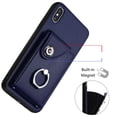 thumbnail image 2 of Wallet Case Compatible for iPhone XS Max with Card Holder, Rotation Finger Ring Kickstand Card Slots Case, Classic PU Leather Shockproof Magnetic Button Cover for iPhone XS Max, Blue, 2 of 6