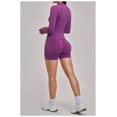 thumbnail image 4 of PISONIC Workout Sets for Women 3 Piece Long Sleeve Zip Up Jacket, V-neck Cami Tank Top, High Waisted Yoga Shorts Gym Athletic Sets, 4 of 6