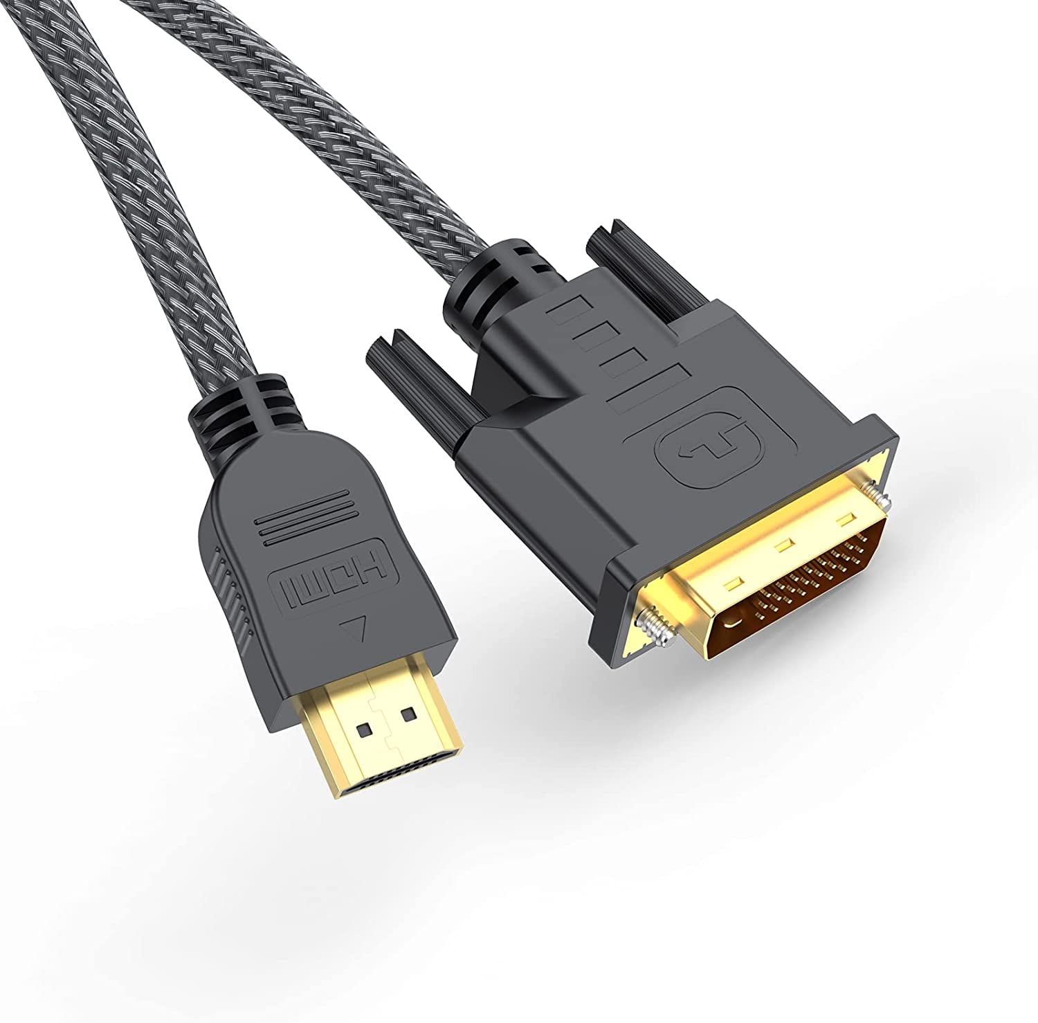 HDMI to DVI Cable 10FT, Bidirectional HDMI to DVI-D(24+1) DVI to HDMI to Male Adapter Cable 10' Bi-Directional Compatible for Raspberry Pi, Roku, Xbox One, PS4 Card -