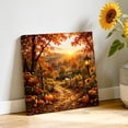 thumbnail image 1 of Canvas Wall Art, Fall Framed Canvas Prints for Bathroom Kitchen, Autumn Farmhouse Country Pumpkins Maple Leaves Gallery Wrapped Wall Decor for Home Office, Gifts, 10"x10" Ship Next Day, 1 of 5