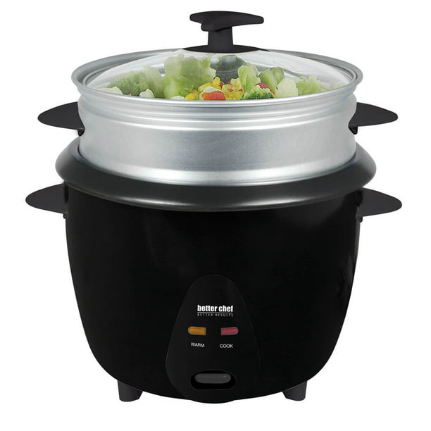 Better Chef 5 Cup Rice Cooker with Food Steamer Attachment - Walmart ...