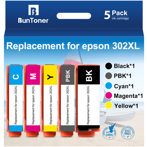 302XL Ink Cartridges Replacement for Epson 302 XL T302XL T302 for Expression Premium XP-6000 XP-6100 XP6000 XP6100 Printer (Black, Photo Black, Cyan, Magenta, Yellow)