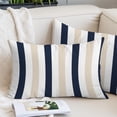 thumbnail image 2 of Beige Navy Blue Striped Standard Pillow Covers, Farmhouse Stripe Art Soft Breathable Throw Pillow Cases with Invisible Zipper, Decorative Pillowcase Pillows Protectors for Sofa Bed Chair 20"x26", 2 of 9