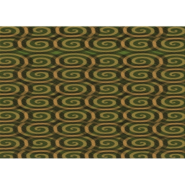 Ahgly Company Tapis d'Intérieur Rectangulaire Transitionnel Jaune Foncé Vert Lavable à la Machine, 3 Pieds x 5 Pieds
