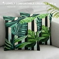 thumbnail image 3 of SHERONV Tropical Palm Tree Pillow Covers Green Banana Leaves Throw Pillow Covers Set   Black and White geometry Pillowcase for Outdoor Couch Living Room   20x20in, 3 of 5