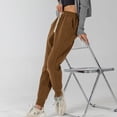 thumbnail image 7 of WEAIXIMIUNG Female Womens Trousers Short Length Women's Autumn and Winter Windproof Pants with Feet Closed High Waist Thickened Loose Casual Sports Sweatpants Coffee XXL, 7 of 7