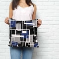 thumbnail image 2 of Navy Blue Black Geometric Pillow Covers 16x16 Inch Decorative Throw Pillow Cover, Modern Color Block Abstract Sofa Pillowcases Accent Cushion Case Home Decor Bedroom Living Room, 2 of 6