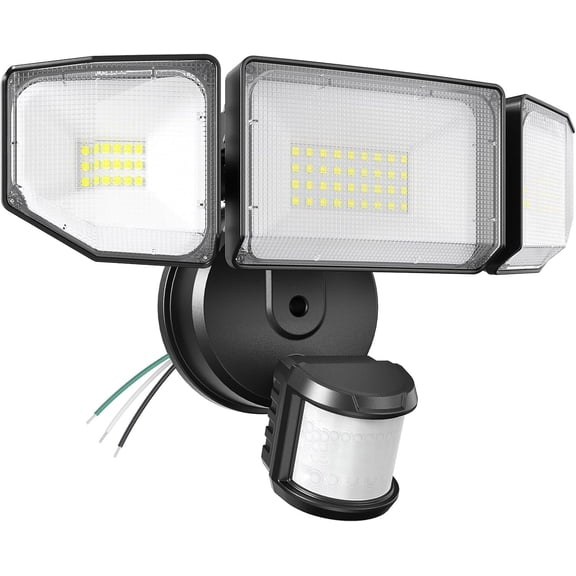 85W LED Security Lights Motion Sensor Light Outdoor, 8500LM Dusk to Dawn, IP65 Waterproof, 6500K, 3 Head Motion Detected Flood Light, Floodlight for Outside, Garage, Yard, Porch (Black)