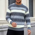 thumbnail image 2 of Turilly Men's Sweater Striped Geometric Knit Crewneck Pullover Sweater with Small Chest Label Casual Everyday Top, 2 of 8