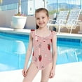 thumbnail image 4 of Girls Ruffled One Piece Swimsuit Summer Beach Vacation Swimwear Tank Swimsuit Strawberry and Flower, 4 of 8