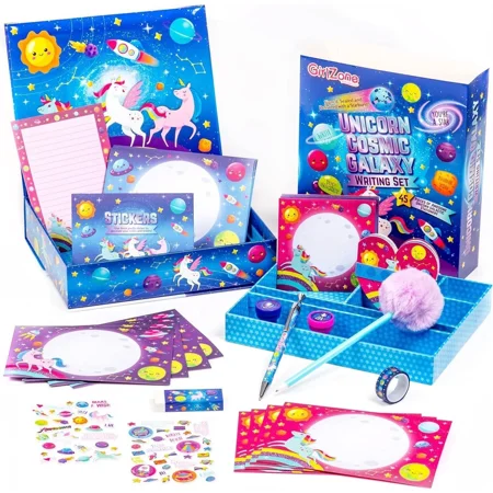 Unicorn Cosmic Galaxy Writing Set, 45-Piece Letter Writing Kit