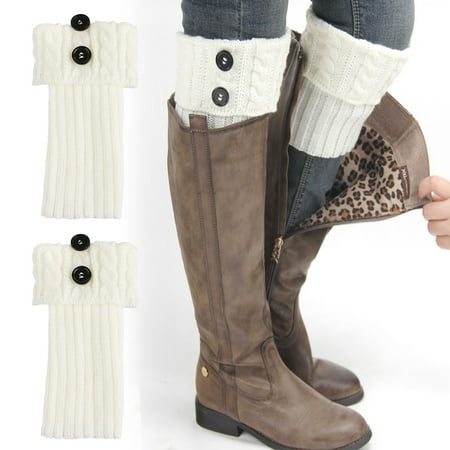 EEEkit Womens Short Boots Socks Crochet Knitted Boot Cuffs Leg Warmers Socks, White