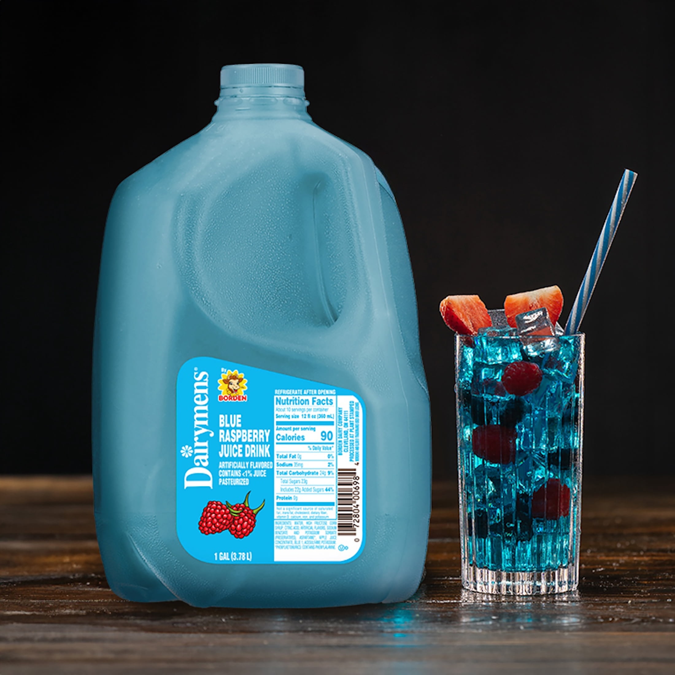 Dairymens Blue Raspberry Flavored Fruit Drink, 1 Gallon Jug, Liquid, Smooth