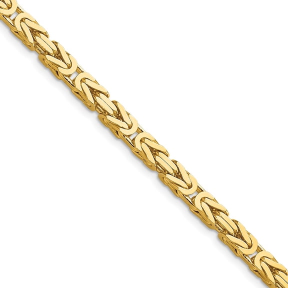 14K Yellow Gold Byzantine Chain Styles Necklace 18 inch 4 mm with Lobster Clasp