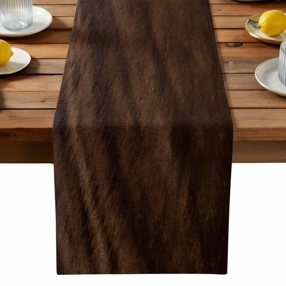 Dark Brown Wood Grain Table Runner, Vintage Farmhouse Ombre Wood Texture Washable Kitchen Table Runners Dress Scarves for Dining Table Decorations Party, 13x36in