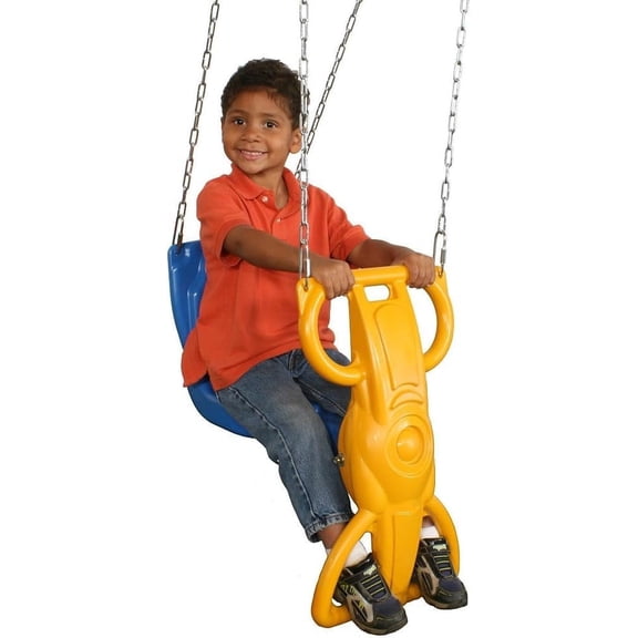 Swing-N-Slide Wind Rider Glider Swing with Chains for Backyard, Blue and Yellow