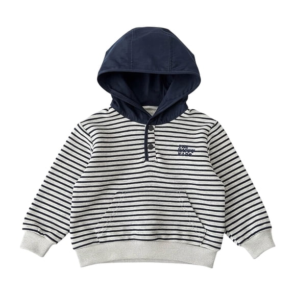 Wxolcjlv Toddler Boys Pullover Hoodie Color Block Stripe Contrast Hood Solid Long Sleeve Fall Winter Basic Sweatshirt with pockets, Sizes 6-16