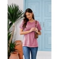 thumbnail image 5 of SHIBEVER T-Shirts for Women Summer Short Sleeve Tops Casual Loose Tunic Tops Side Split Ladies Comfortable Crewneck Tops Blouse Pink M, 5 of 9