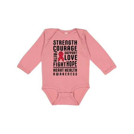 

Inktastic Heart Health Awareness Strength Courage Support Gift Baby Boy or Baby Girl Long Sleeve Bodysuit