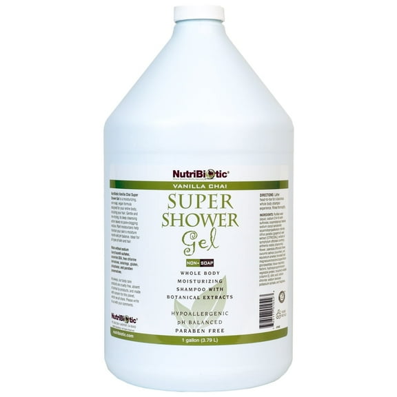 NutriBiotic Vanilla Chai Super Shower Gel, 1 Gallon (128 Fl Oz)