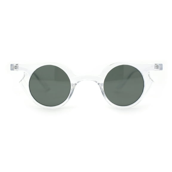 Retro Vintage Micro Circle Lens Hippie Pimp Plastic Sunglasses Clear Green