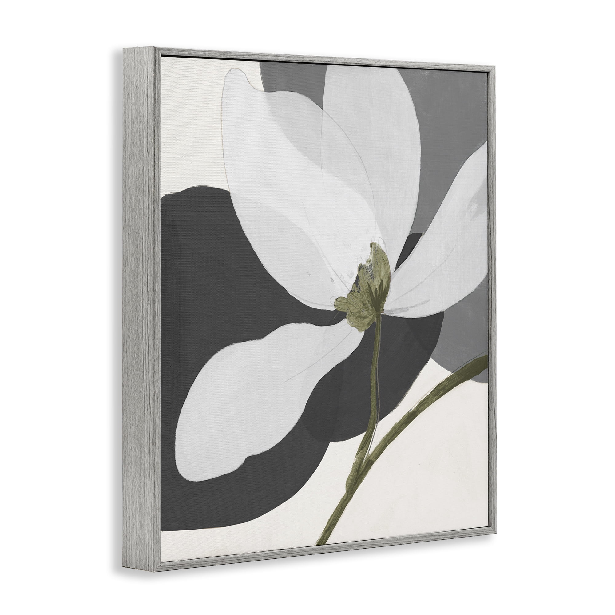 Stupell Industries Abstract Floral Shape Botanical & Floral Painting Gray Framed Art Print Wall Art, 11 x 14