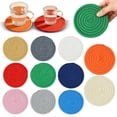 thumbnail image 1 of Woven Cotton Round Coasters, Trivets for Hot Dishes, Pots and Pans, Hot Pads, Pot Holders for Kitchen, Heat Resistant Mat Protect Counter, Coasters Set Home Essentials Farmhouse Decor, Army Green, 1 of 7