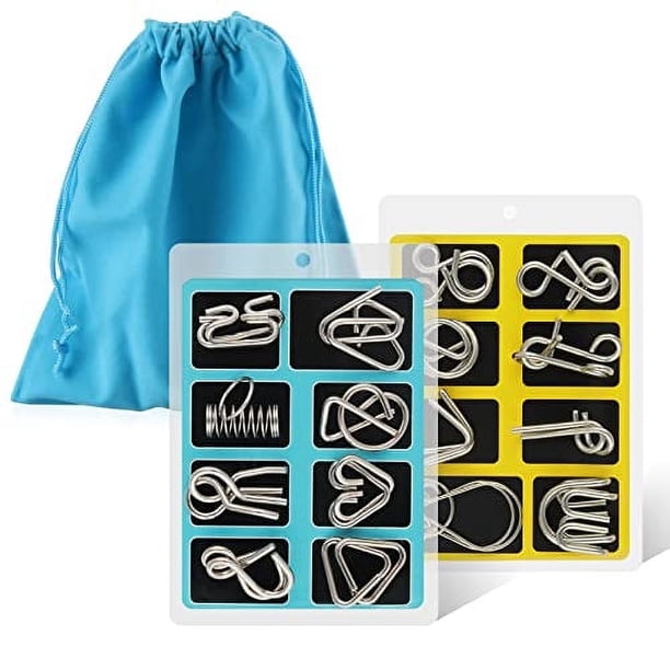 Juego de rompecabezas Coogam Metal Wire 16 rompecabezas con bolsa para niños