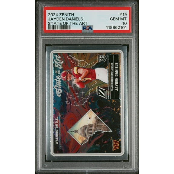Graded 2024 Panini Zenith Jayden Daniels #19 State of the Art Rookie RC Football Card PSA 10 Gem Mint