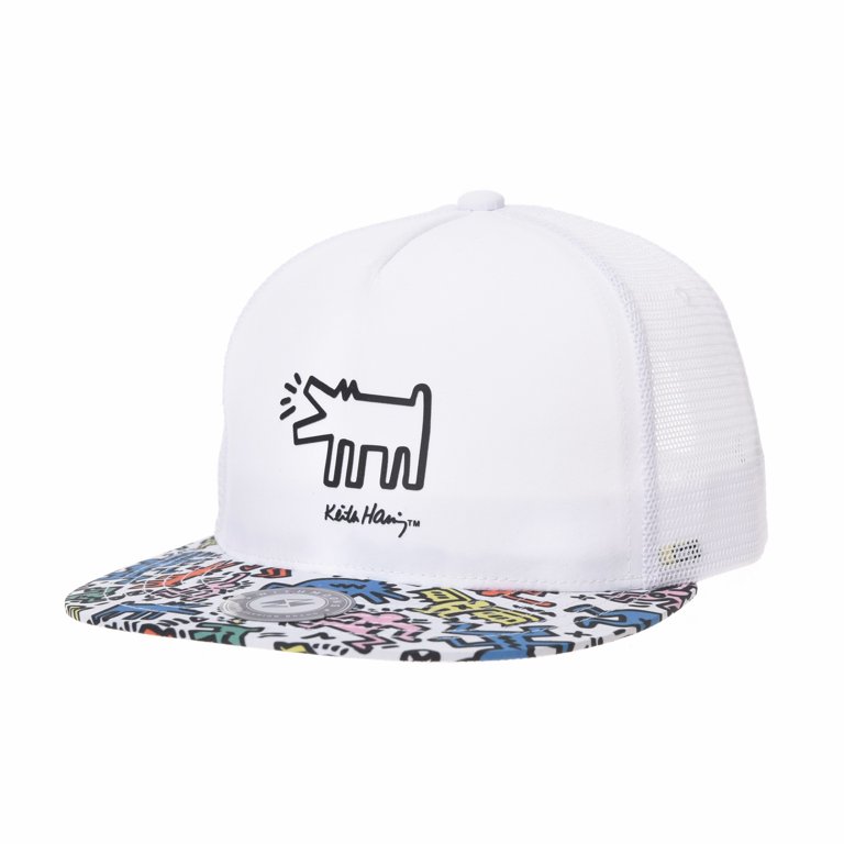 WITHMOONS Snapback Hat Keith Haring Pop Art Dog Rubber Patch