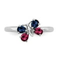 thumbnail image 3 of 4/5 Carat (ctw) Lab Created Ruby and Lab Created Sapphire Butterfly Ring in Sterling Silver, 3 of 5