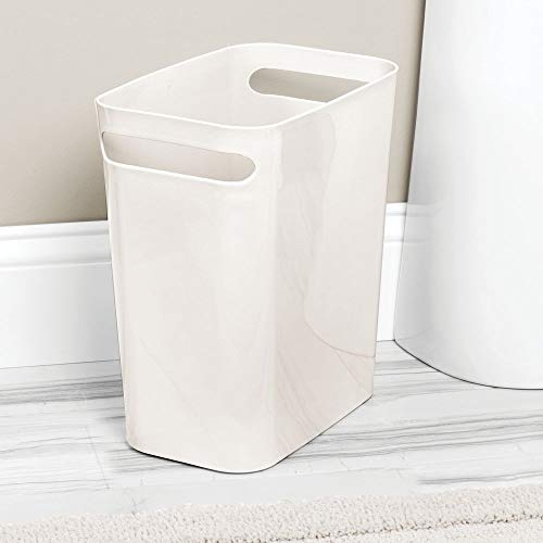 Light Pink//Blush Home Office Kitchen 12 High Shatter-Resistant 2 Pack Garbage Container Dorm Kids Room mDesign Slim Plastic Rectangular Large Trash Can Wastebasket Handles for Bathroom