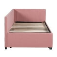 thumbnail image 6 of Bellemave Full Size Daybed with Trundle, Linen Upholstered Daybed with Twin Trundle, Full Size Sofa Bed Frame for Bedroom Guest Room Living Room（Pink), 6 of 7