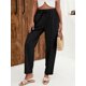 thumbnail image 5 of Pantalones de con Cordón Ajustable para Mujer, Pantalones de Playa de Verano con Cintura Elástica. Negro S, 5 of 10