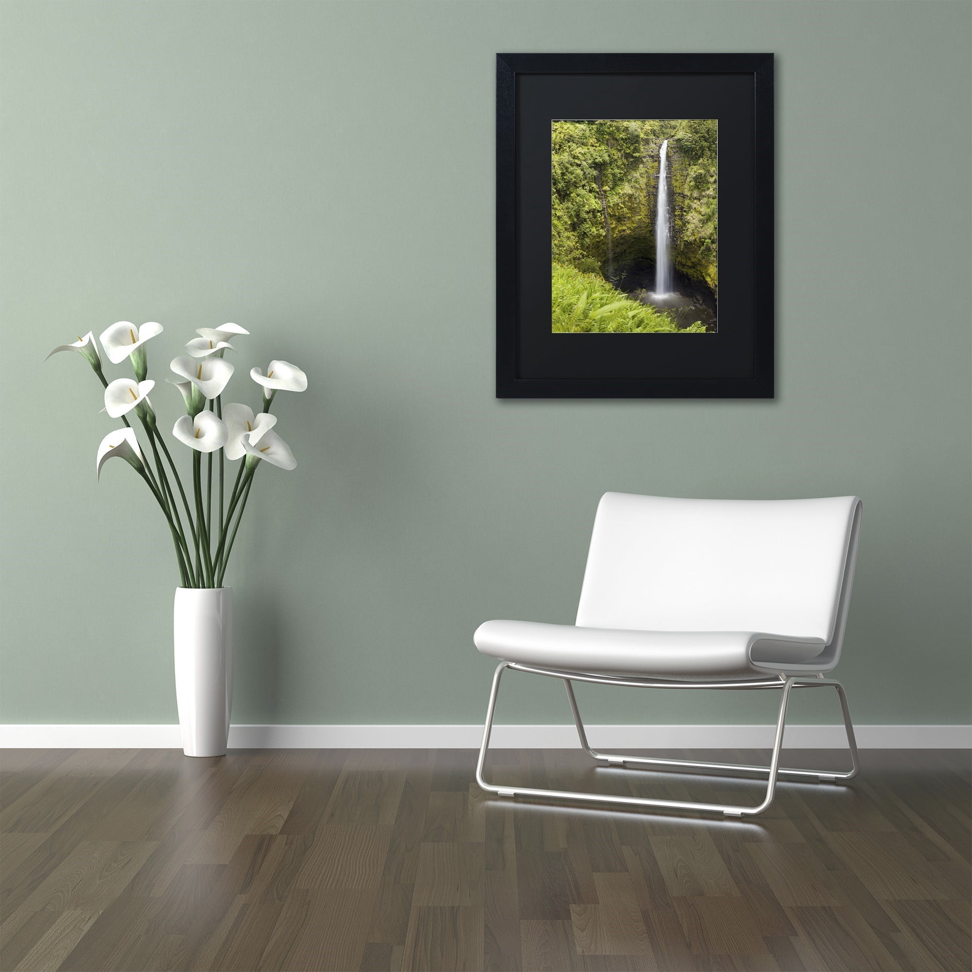 Chris Moyer 'Akaka Falls' Black Matted Framed Art