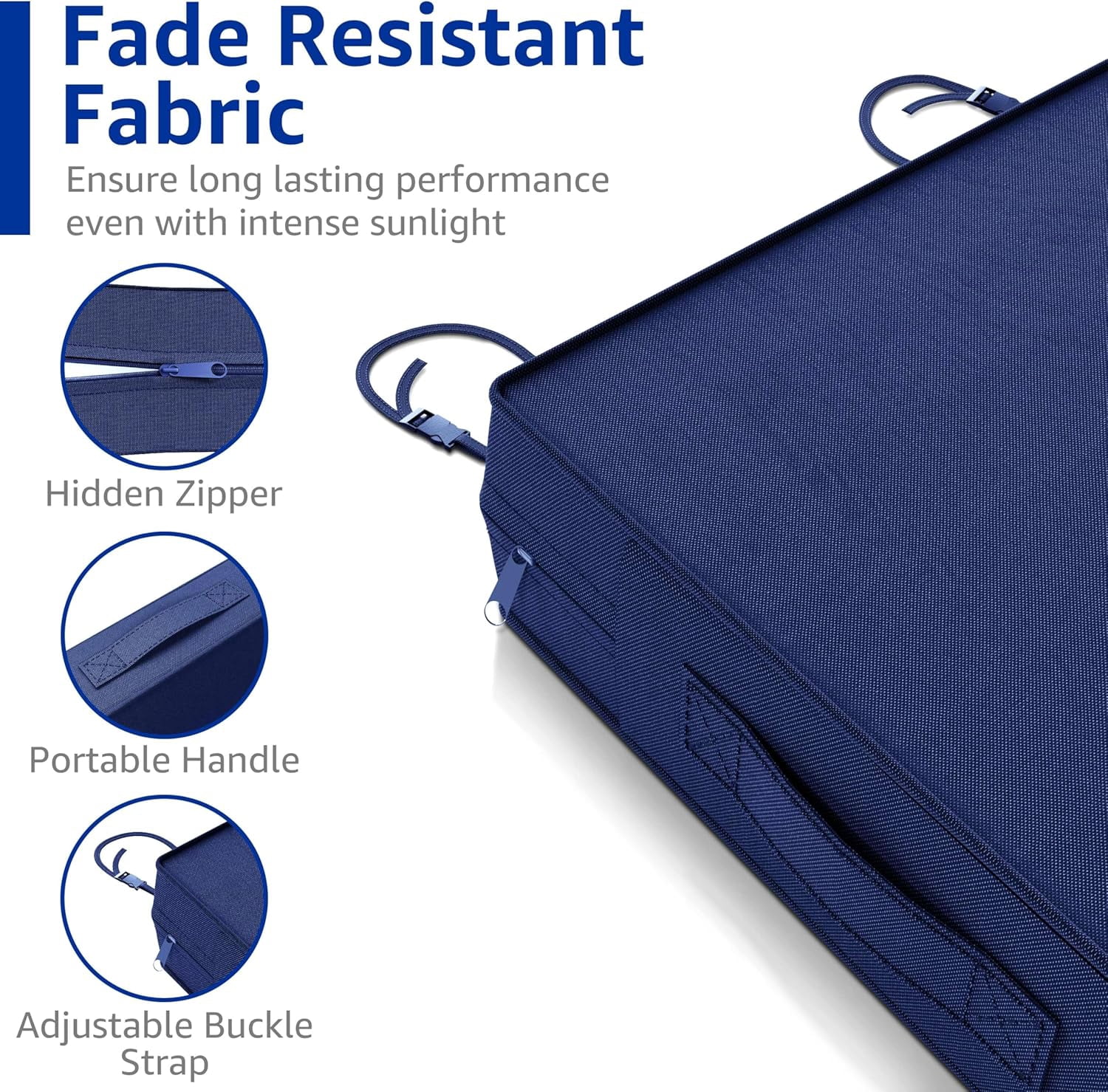 21x21 Memory Foam Outdoor Chair Cushions Waterproof 4 Inch Extra Thick Patio Seat Pads for Furniture Navy Blue Set of 2