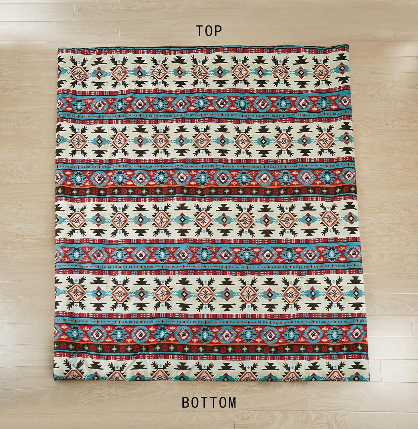 Chezmoi Collection Tona 2-Piece Southwestern Geometric Motif Comforter Set, Multicolor Red Brown Blue Cream Printed Washed Microfiber Bedding, Twin
