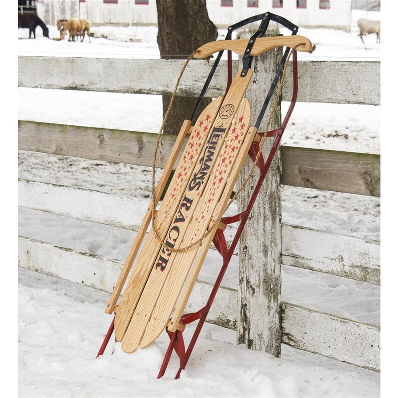 Lehman S Racer Amish Made Old Fashioned Solid Oak Steel Runner Sled Walmart Com Walmart Com